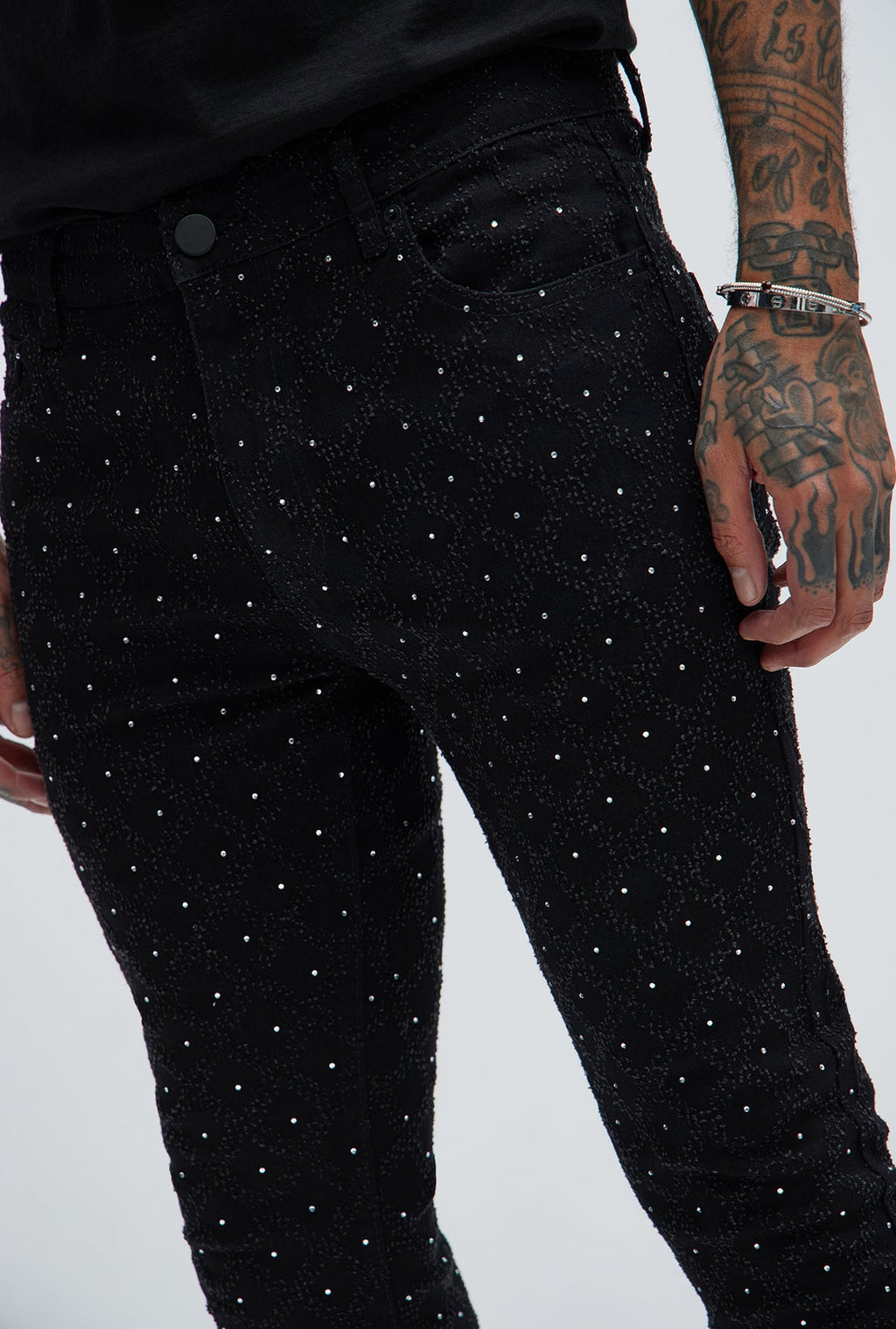 FASHIONNOVA Jewel Stacked Skinny Flare Jeans