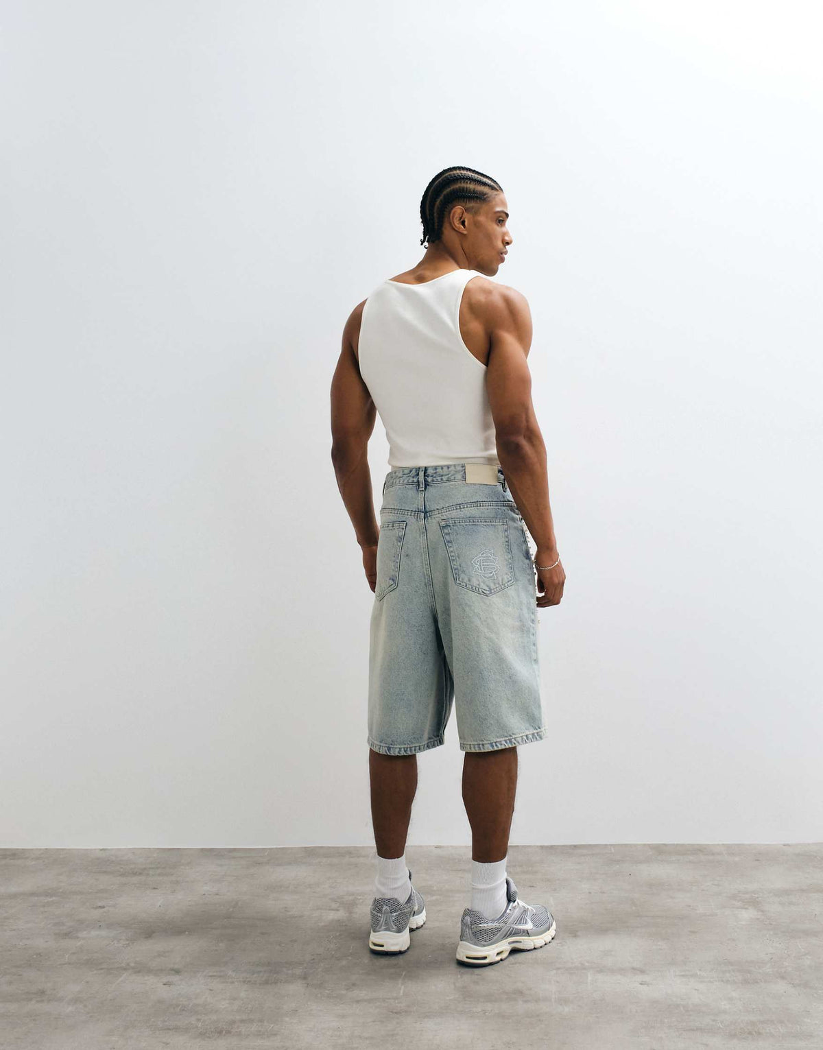 Courtside Denim Pearl Embellished Jorts