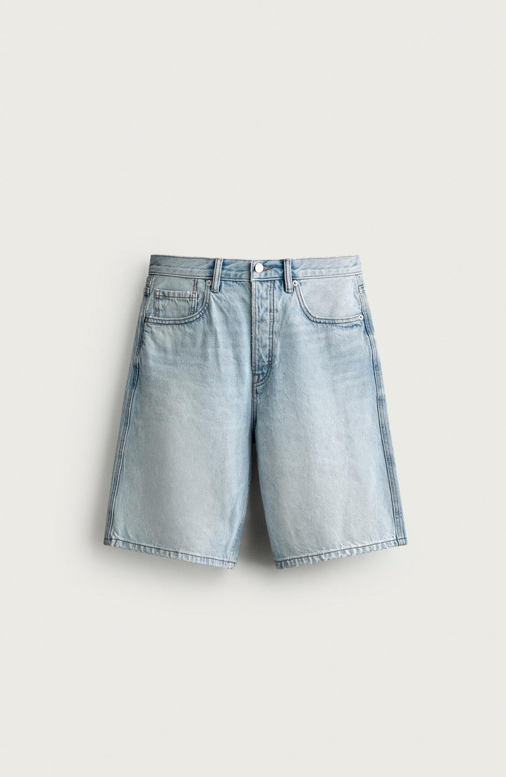 Zara Straight-Leg Denim Bermuda Shorts