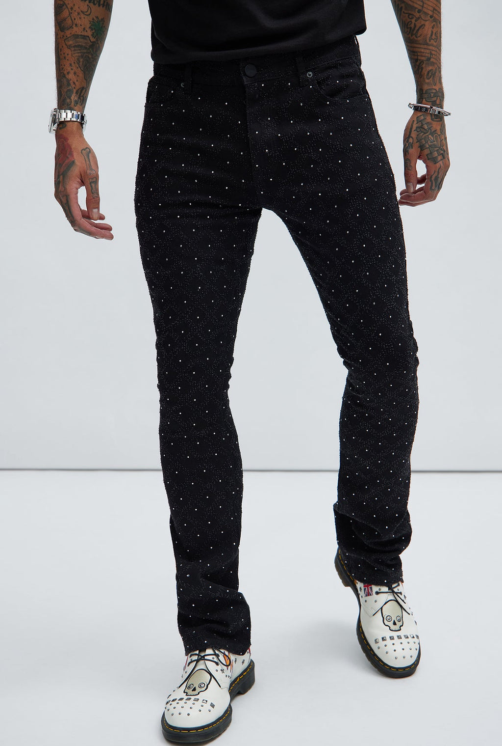 FASHIONNOVA Jewel Stacked Skinny Flare Jeans