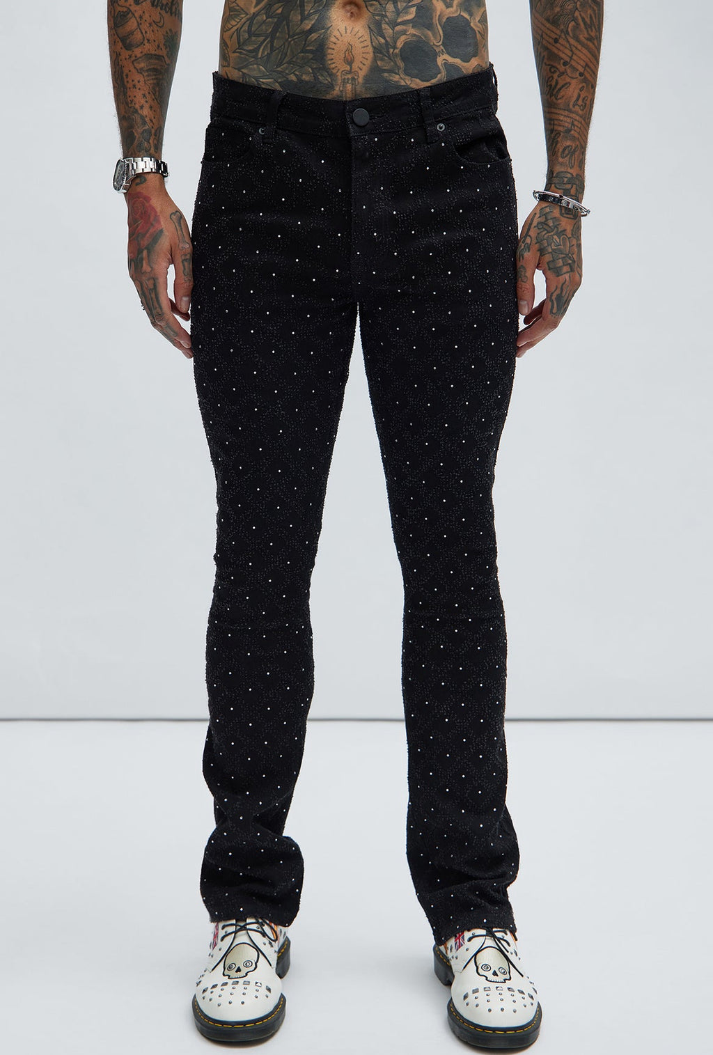 FASHIONNOVA Jewel Stacked Skinny Flare Jeans