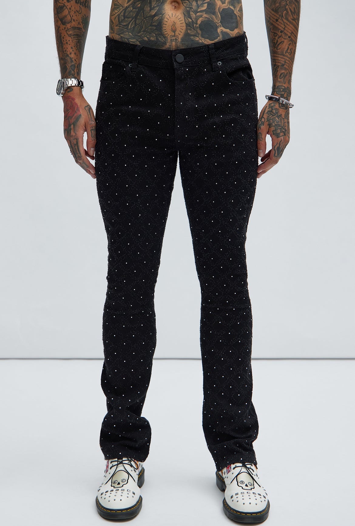 FASHIONNOVA Jewel Stacked Skinny Flare Jeans