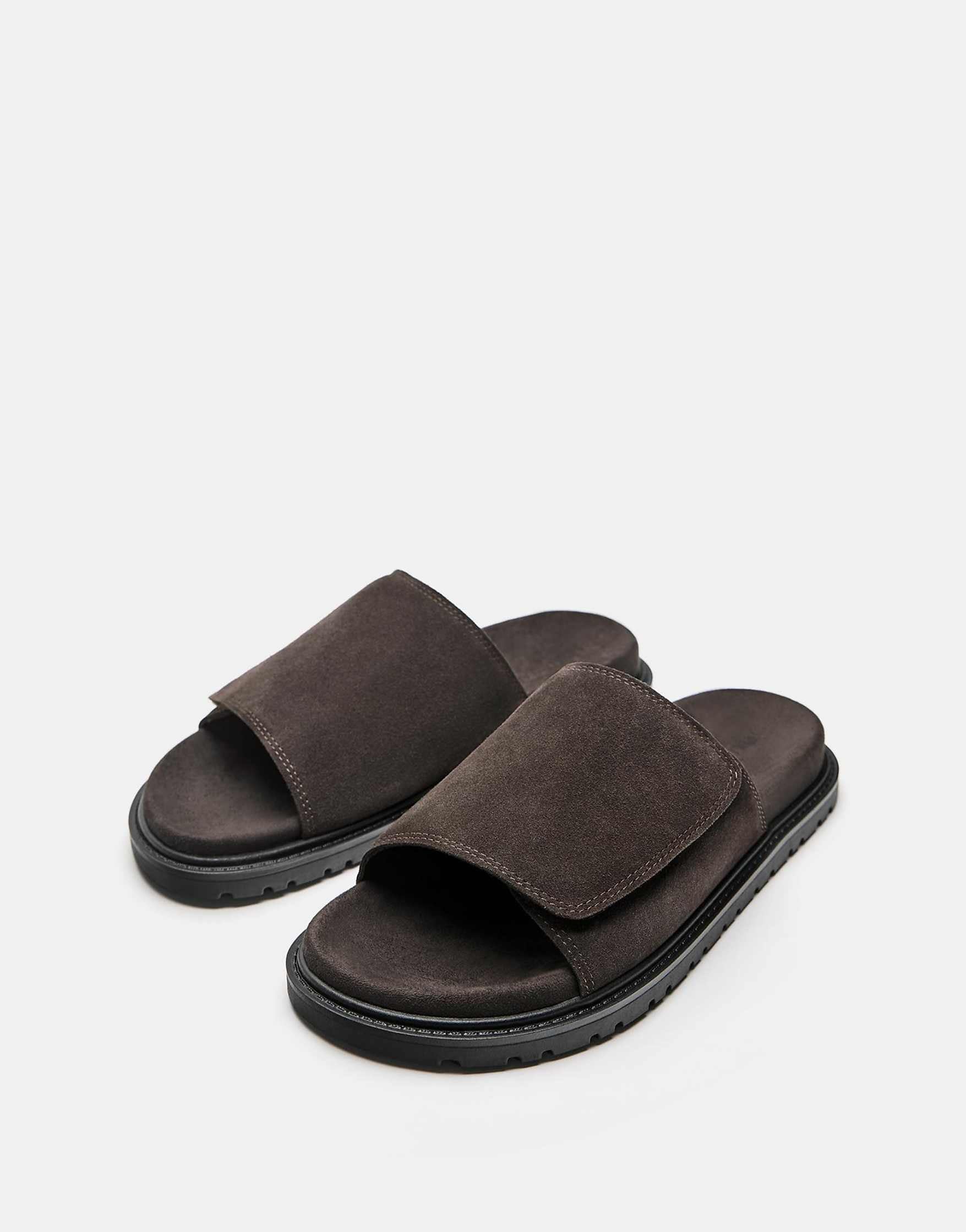 Pull&Bear Leather Slider Sandals