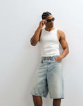 Courtside Denim Pearl Embellished Jorts