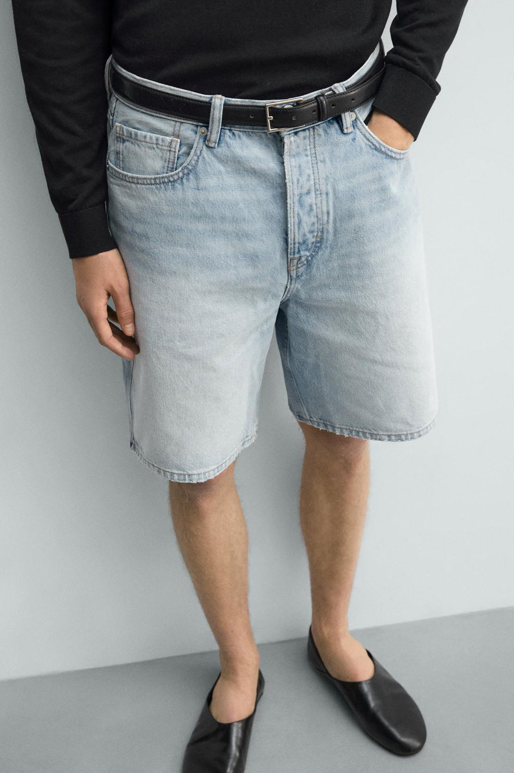 Zara Straight-Leg Denim Bermuda Shorts