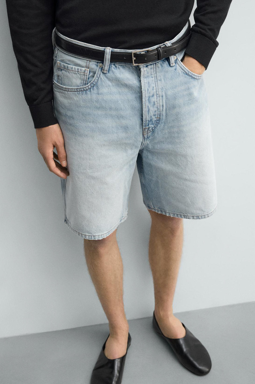 Zara Straight-Leg Denim Bermuda Shorts