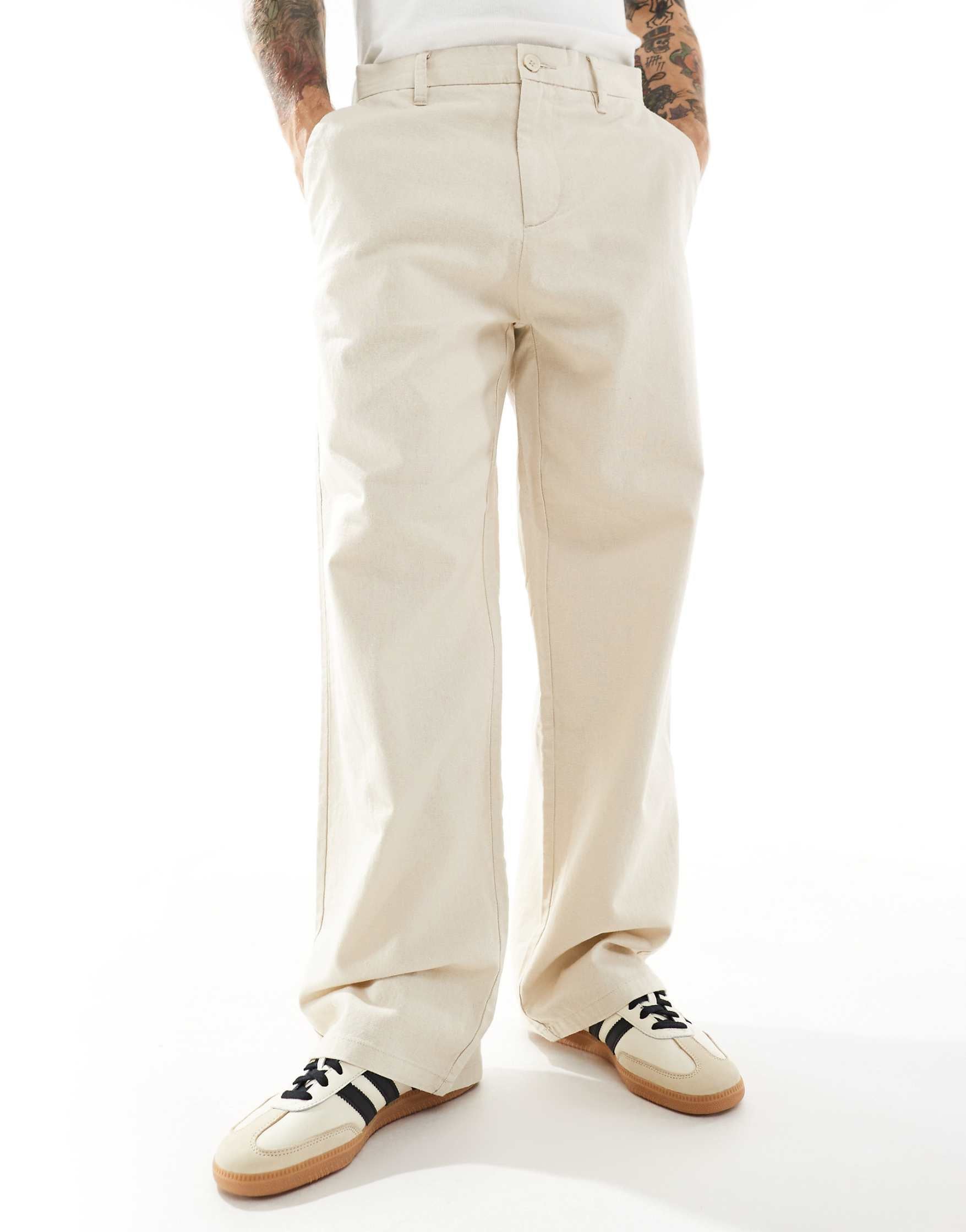ONLY & SONS Baggy Fit Linen Trousers
