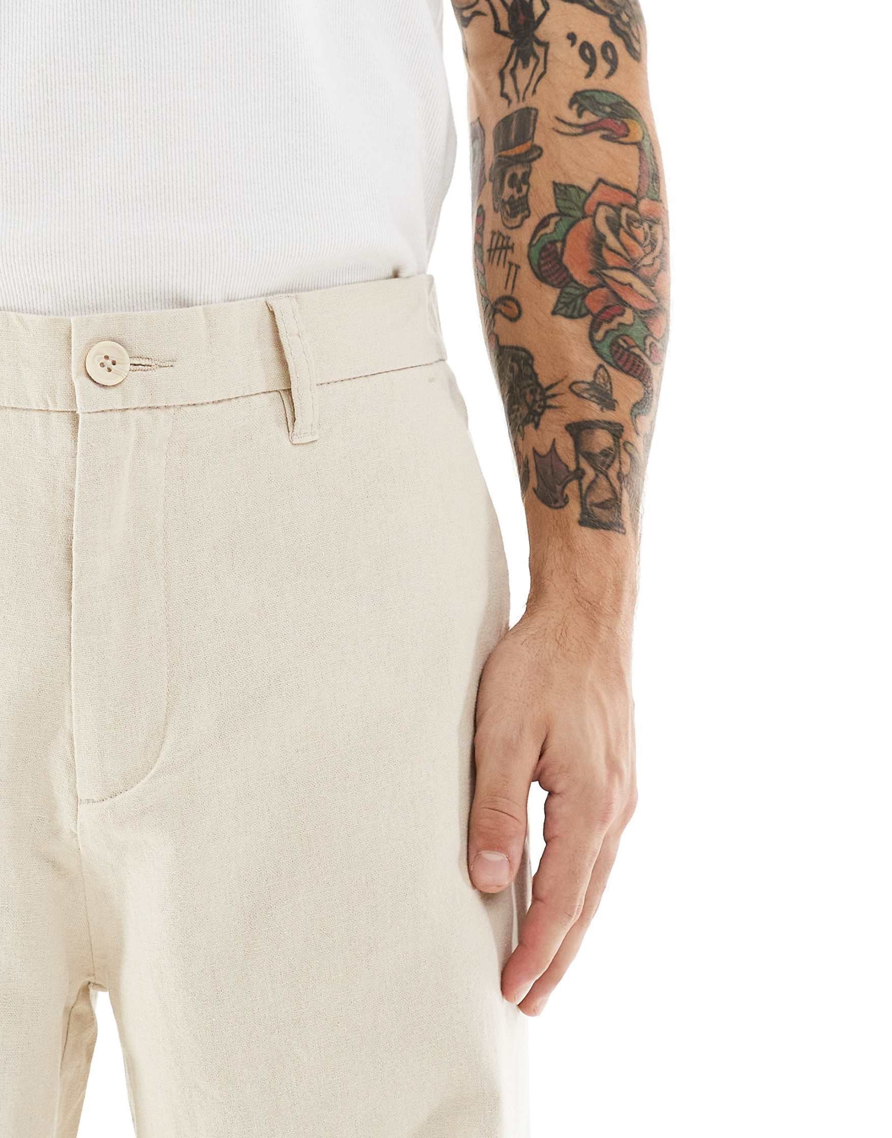 ONLY & SONS Baggy Fit Linen Trousers